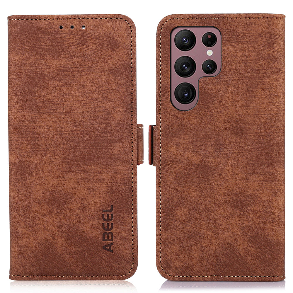 ABEEL For Samsung Galaxy S22 Ultra 5G Anti-Scratch Phone Shell Retro Leather Wallet Cover Stand Phone Case ABEEL For Samsung Galaxy S22 Ultra 5G Anti-Scratch Phone Shell Retro Leather Wallet Cover Stand Phone Case